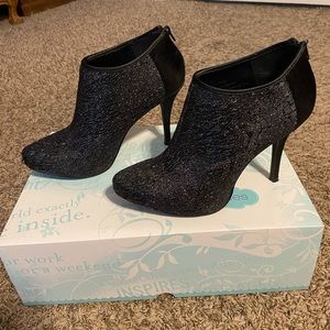 Black Lace Ankle Bootie Heels